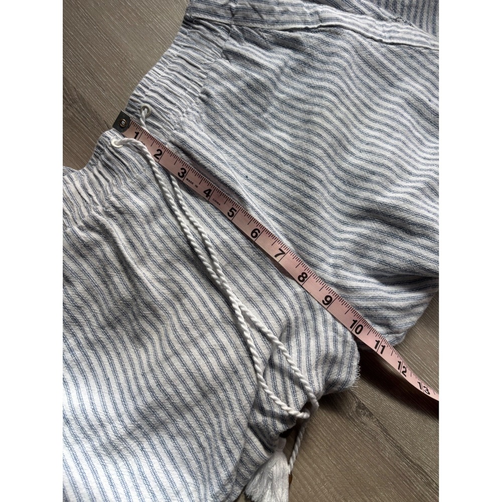 Westbund Womens S Blue White Striped Linen Blend Wide Leg Crop Pants Casual Work - Picture 6 of 10